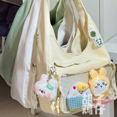 胡子鸡仔透明痛包大容量二次元少女生高颜值学生党单肩包女谷子包 - 图2
