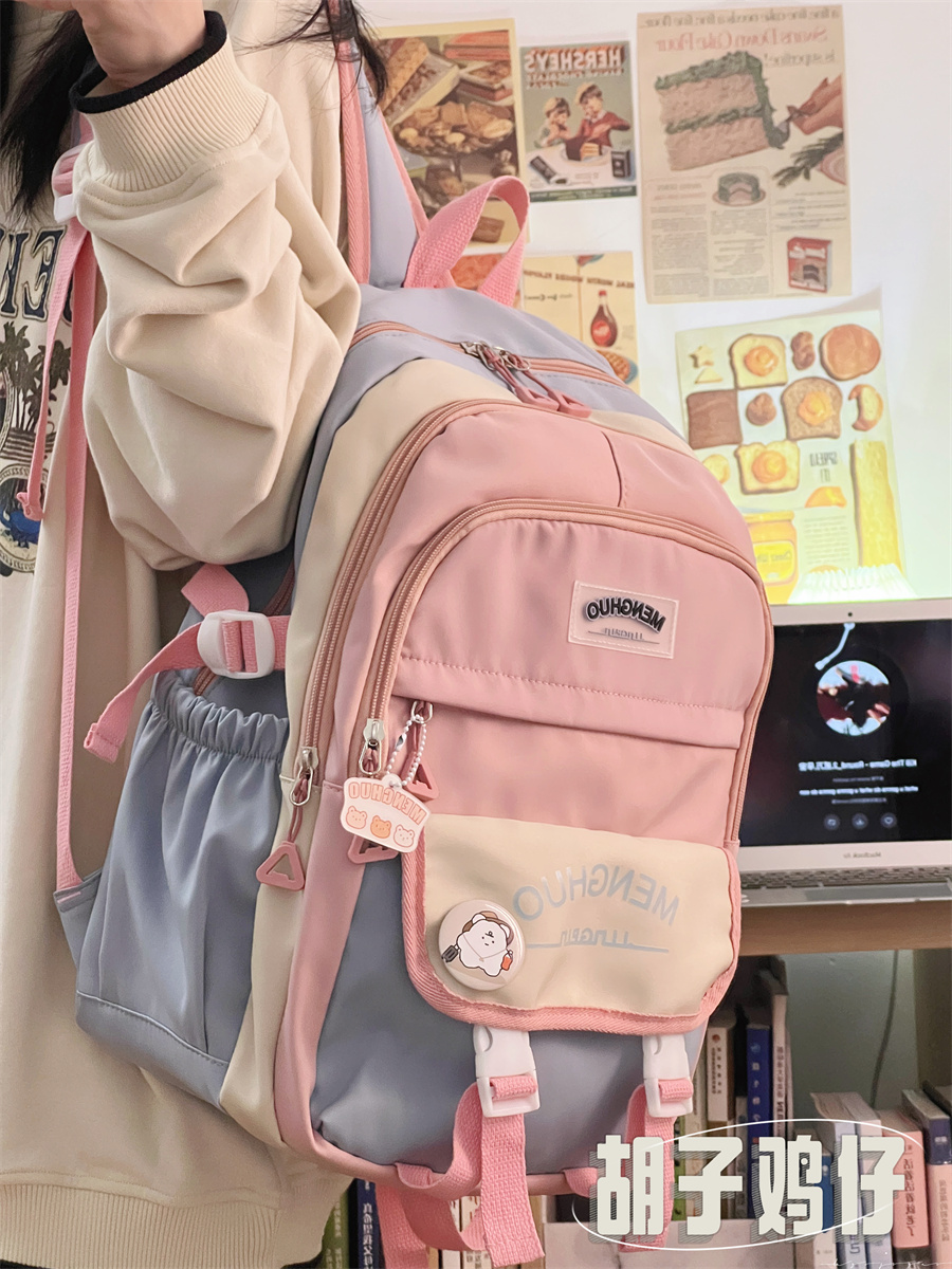 日系ins简约百搭大容量双肩包女韩版高中学生初中生书包电脑背包