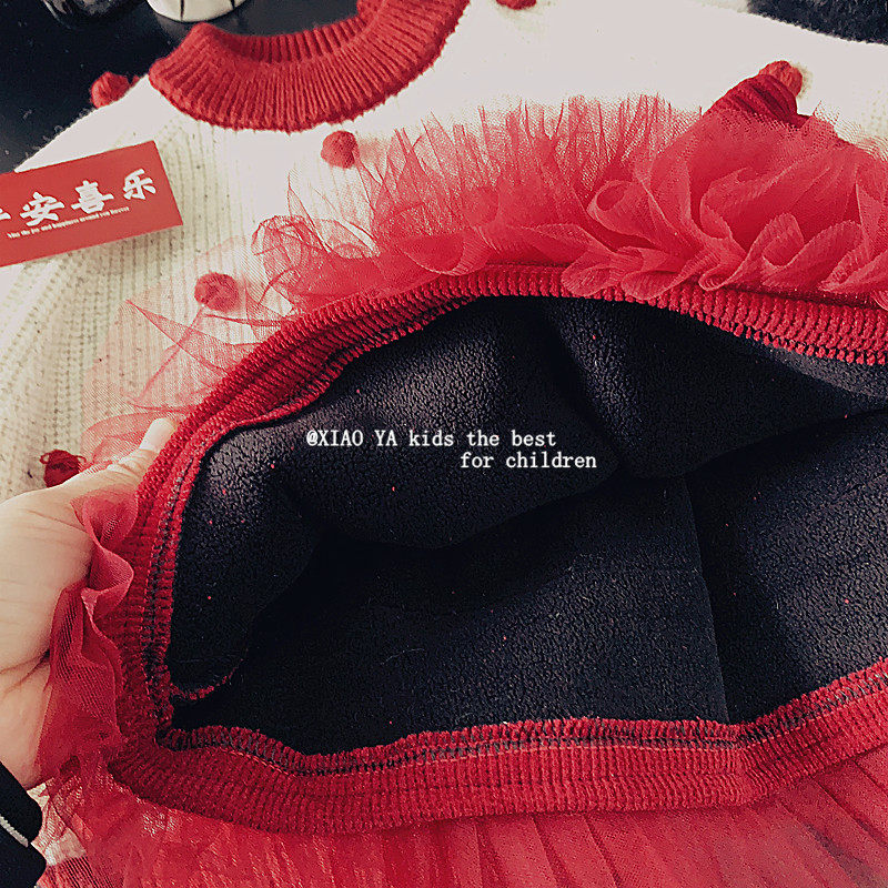 女童拼纱加绒半身裙子冬季女孩短款红色裙子儿童保暖加厚公主短裙,淘宝优惠券,粉丝福利购,淘宝优惠卷