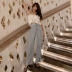Đầm mix kim chi nữ 2019 hè mỏng phần chân rộng cạp cao 泫 裤子 quần ống suông cũ quần jean nữ mỏng - Quần jean quần jean nữ cạp cao Quần jean
