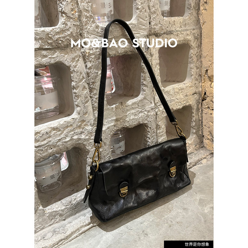 本初与象沫宝复古时髦单肩腋下包法棍包头层牛皮休闲女vintage,淘宝优惠券,粉丝福利购,淘宝优惠卷