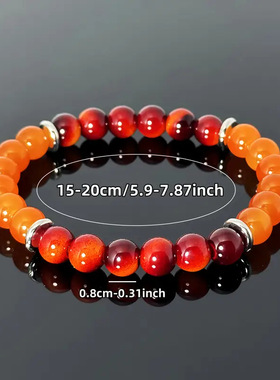 Temu新晋榜单财富手链仿虎眼石黄玉石弹力绳可调节手链现货批发