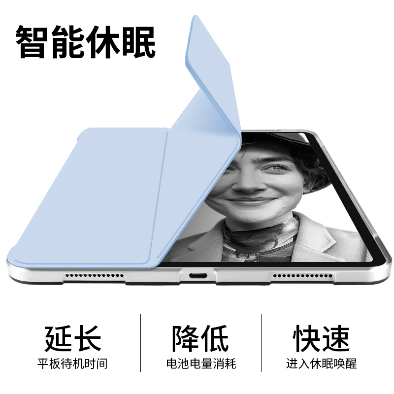 适用iPadAir1平板保护套9.7寸新款苹果ipadair1带笔槽第一代ipada1474三折半透明a1475气囊a1476平板硅胶软壳 - 图1