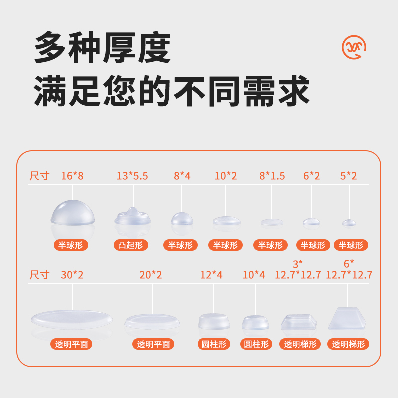 门板防撞胶粒硅胶颗粒缓冲消音自粘防滑贴橱柜门静音垫片家用透明 - 图2