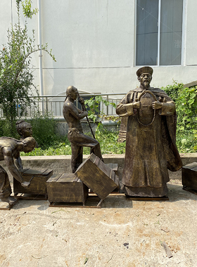 玻璃钢仿铜人物雕塑摆件