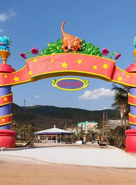 不锈钢门头雕塑五角星拱门网红