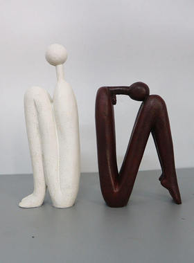 简约现代几何北欧售楼处极简抽象人像摆件样板房背靠背书房客厅