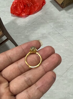 天然和田玉碧玉青玉戒指925银镀金款镶嵌圆珠指环无暇圆润女款