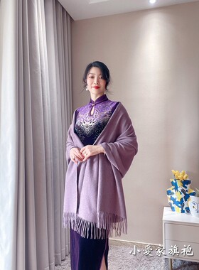 春秋流苏简约女中年妈妈披肩