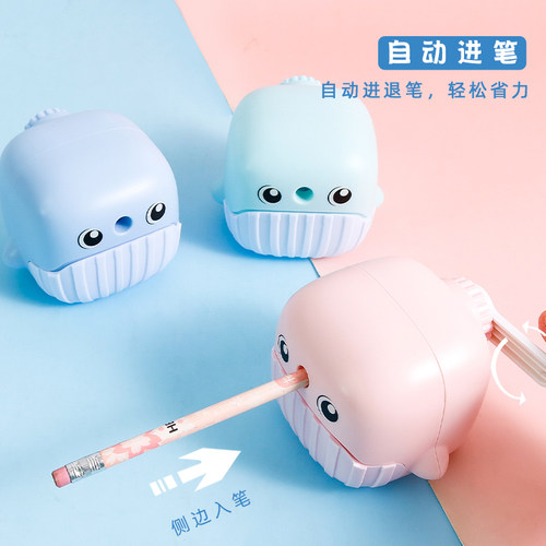 卡通透明铅笔刀手摇削笔器多功能自动卷笔机笔刨小学生文具转笔刀 - 图2