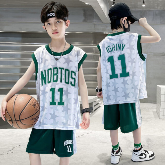 Boys Basketball Jersey Mesh Quick-Drying Suit Sleeveless Summer Vest Children's Sports No. 11 Baby Jersey