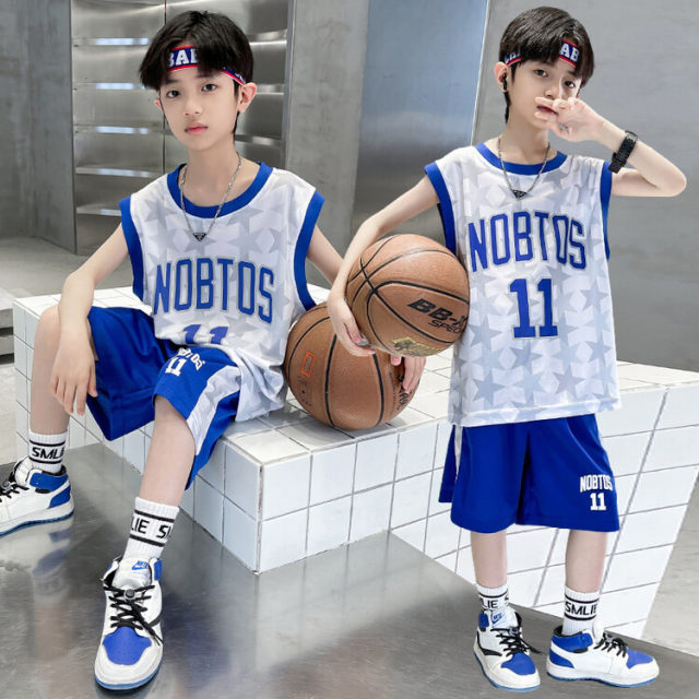 Boys Basketball Jersey Mesh Quick-Drying Suit Sleeveless Summer Vest Children's Sports No. 11 Baby Jersey