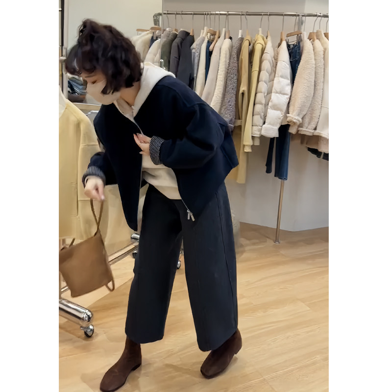 巨好看的冬装一整套韩系高级感毛呢短款气质小香风外套直筒裤套装,淘宝优惠券,粉丝福利购,淘宝优惠卷