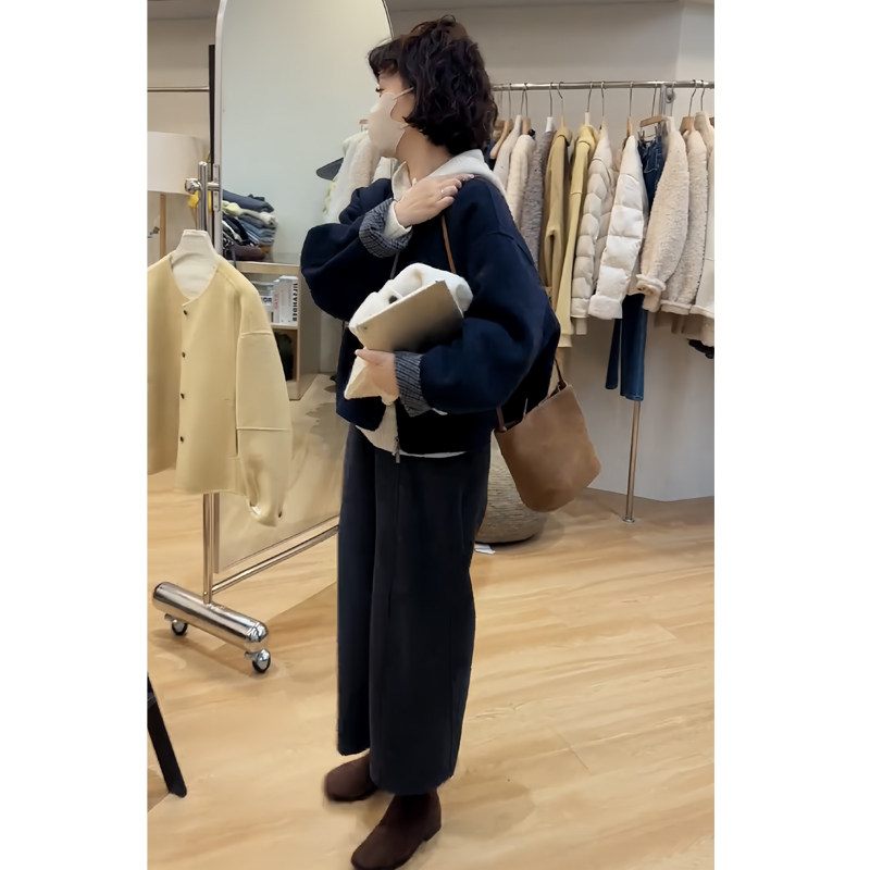 巨好看的冬装一整套韩系高级感毛呢短款气质小香风外套直筒裤套装,淘宝优惠券,粉丝福利购,淘宝优惠卷