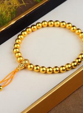 沙金三十二相手持佛珠手链古法素款国风礼品饰品编织手串高保色