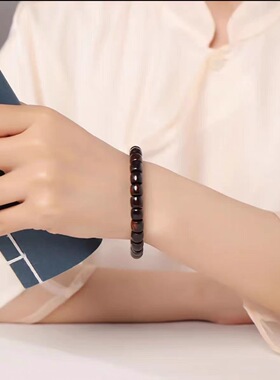 海南黄花梨紫油梨手串男女老料手链直切桶珠高油密天然文玩