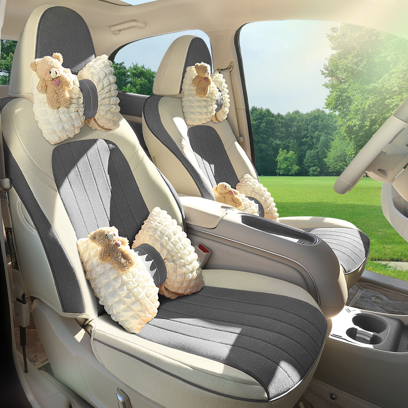 欧拉好猫亚麻汽车坐垫简约全包围汽车坐套四季通用座椅套座椅改装