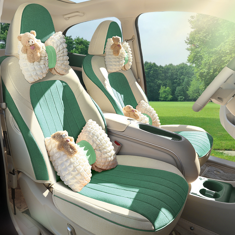 欧拉好猫亚麻汽车坐垫简约全包围汽车坐套四季通用座椅套座椅改装