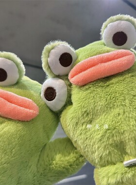 柳吴伟可爱绿色卡通大嘴巴青蛙手套冬季女骑行男保暖防风加绒加厚