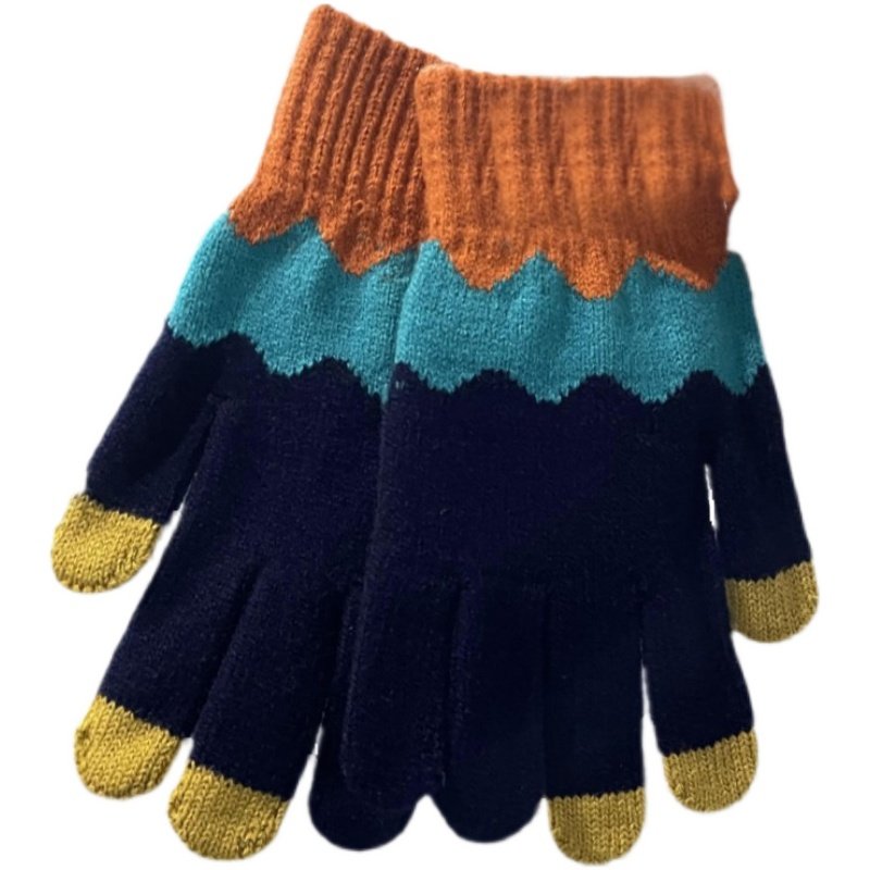 韩版情侣触屏五指针织冬季手套女ins男骑车加绒学生加厚保暖可爱,淘宝优惠券,粉丝福利购,淘宝优惠卷