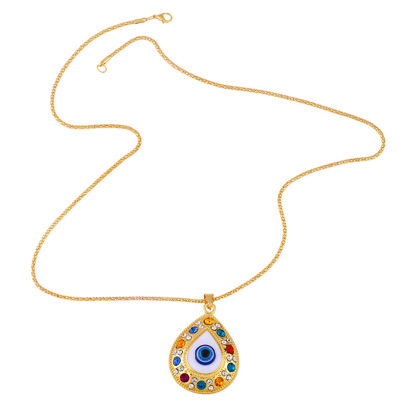 Hamsa法蒂玛之手锆石项链 土耳其蓝眼睛镶钻颈链毛衣链Necklace - 图3
