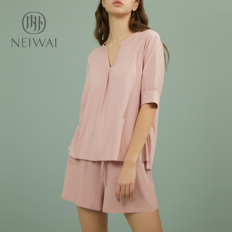 内外 NEIWAI 莫代尔经典睡衣上下套装女士家居服舒适简约 杜鹃同款 内外 NEIWAI 莫代尔经典睡衣上下套装女士家居服舒适简约 杜鹃同款