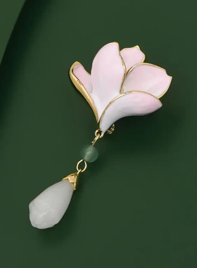 玉兰花胸针盘扣古典压襟挂饰新中式服装配饰旗袍胸花高级感别针女