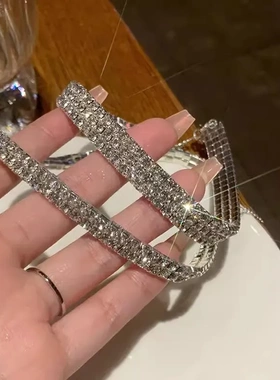 轻奢超闪满钻项链女高级感小众百搭锁骨链气质奢华choker颈链短链