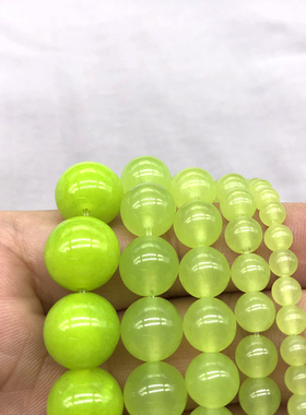 荧光绿色玉髓石头散珠子diy手工串珠项链手链配件饰品圆珠