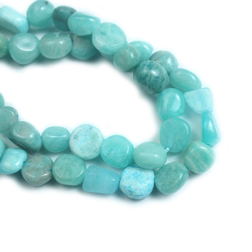 天河石原矿天然亚马逊石头碎料碎石竖孔diy手工项链手链底料串珠 - 图0