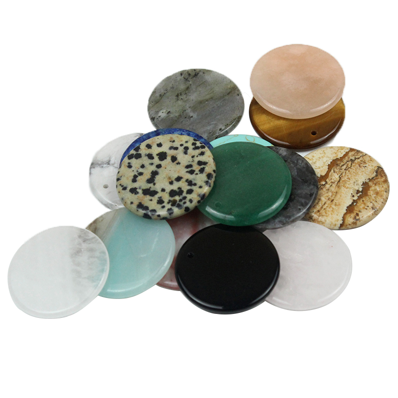 天然石头水晶圆盘吊坠项链饰品配件diy手工制作材料包圆饼形珠子 - 图3