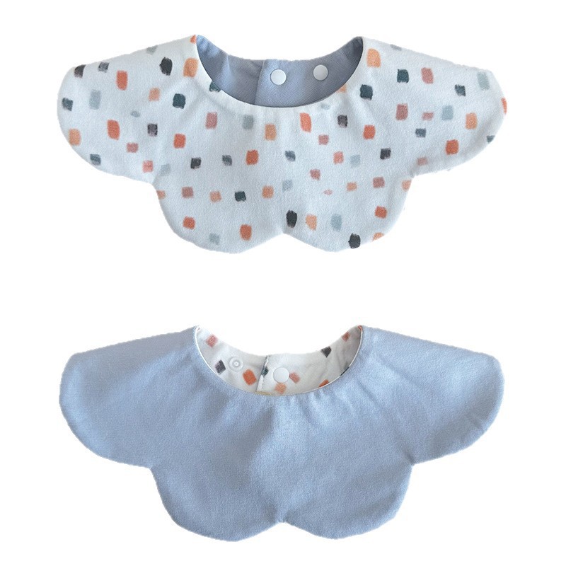 Ins Korean new style cotton soft baby bib baby saliva towel waterproof double-sided saliva pocket bib 0-2