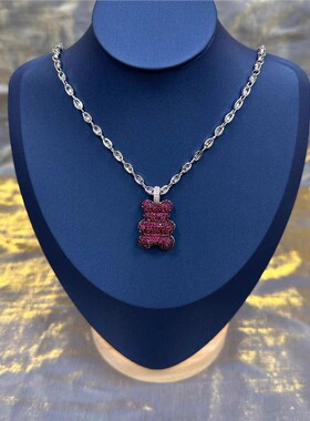 小熊链环项链女s925银