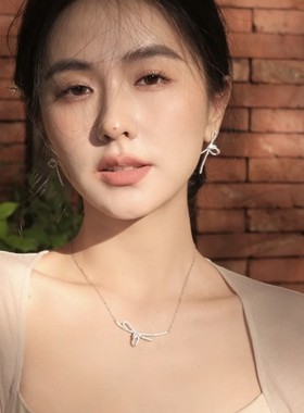 hefang纯银何方飘带丝带结锁骨链