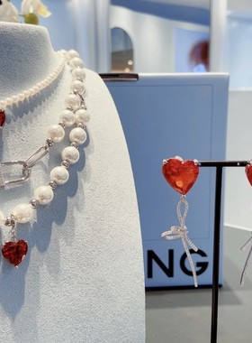 hefang纯银何方爱心波波双层项链