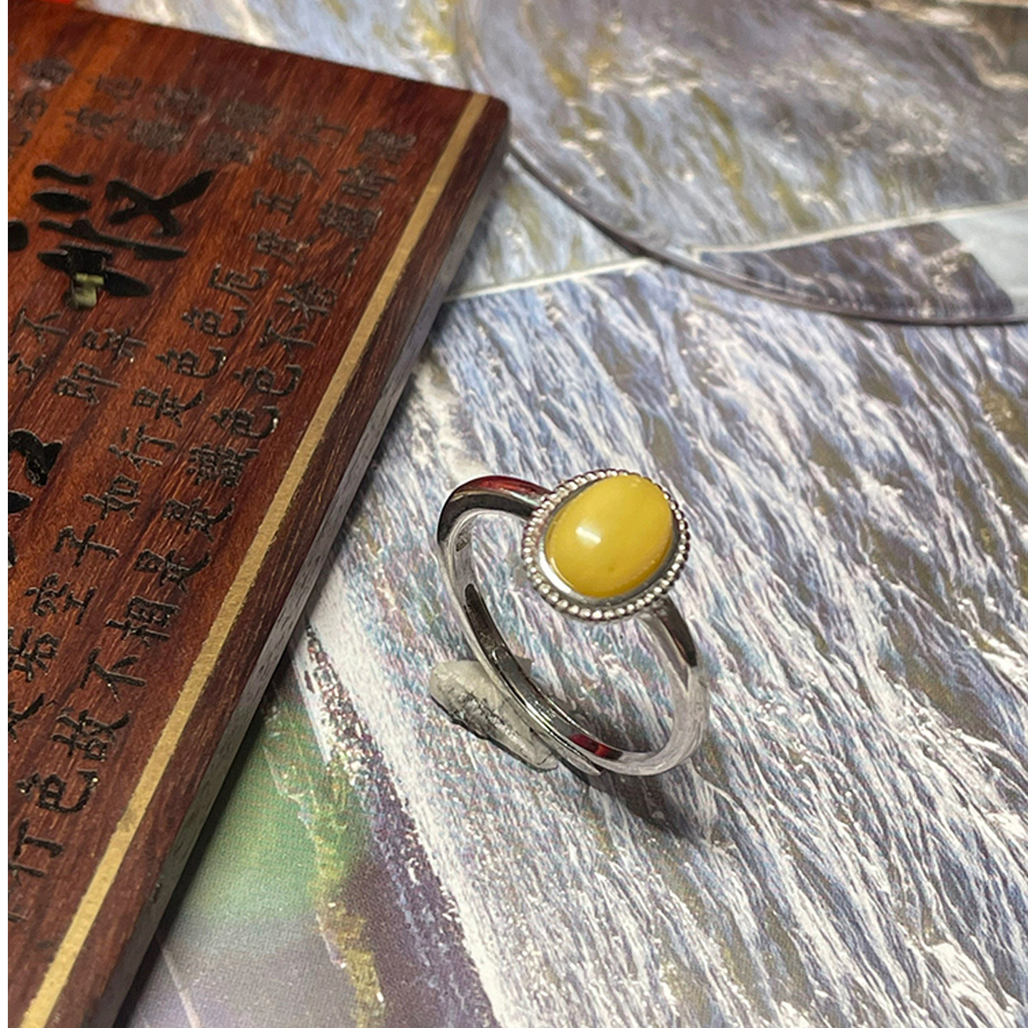 925 silver beeswax ring with adjustable opening
