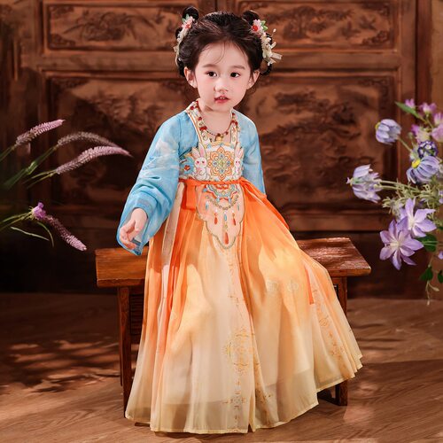 汉服女童2026新款古风连衣裙唐制儿童古装裙子小女孩国风服饰 - 图1