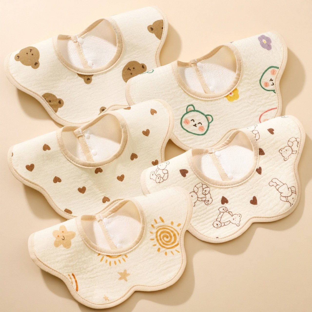 婴儿防水口水巾360度旋转宝宝纯棉纱布围嘴新生儿口水兜四季款,淘宝优惠券,粉丝福利购,淘宝优惠卷