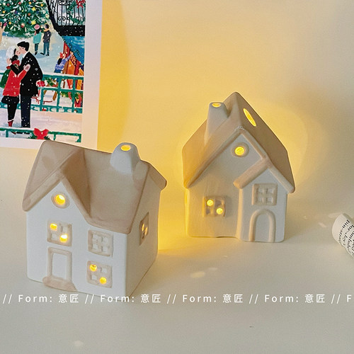 ins陶瓷发光小房子圣诞节装饰工艺品桌面氛围摆件礼品送闺蜜朋友 - 图3