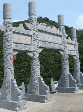 艺圣中式石牌坊手工石门石牌楼