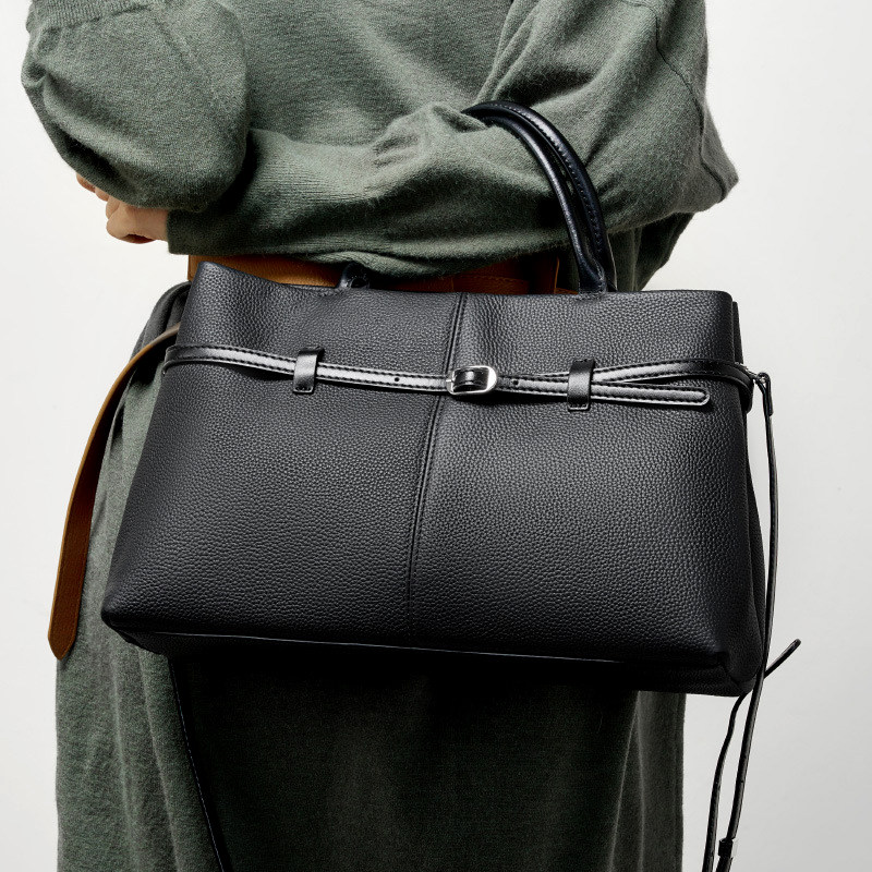 头层牛皮手提铂金包2024新款欧美时尚真皮单肩斜跨包女大容量女包,淘宝优惠券,粉丝福利购,淘宝优惠卷