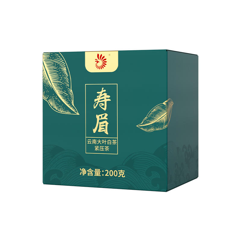 凤牌白茶寿眉紧压白茶200克小方砖云南大叶白茶便携茶叶简约装