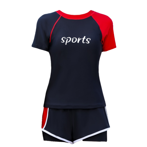 新款游泳衣微胖女孩分体遮肚保守平角裤初高中生休闲冲浪运动泳装 - 图3