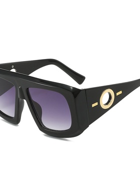 秋季新品时尚太阳镜 欧美个性大框一体圆形配件炫彩墨镜uv400