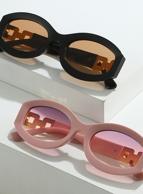 时尚简约新款网红太阳镜感镂空女士墨镜潮复古椭圆形眼镜