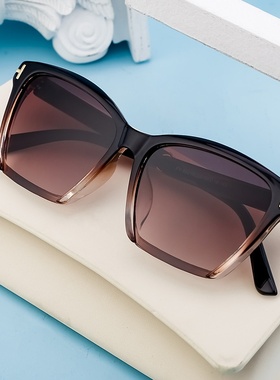 欧美时尚猫眼太阳镜女复古潮流T字米钉墨镜女跨境防晒眼镜shades