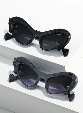 跨境新款猫眼太阳镜 个性ins动物马元素嘻哈搞怪时尚礼品墨镜