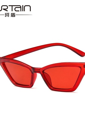 2018新款欧美潮流猫眼太阳镜 女士复古小框墨镜透明炫彩太阳眼镜