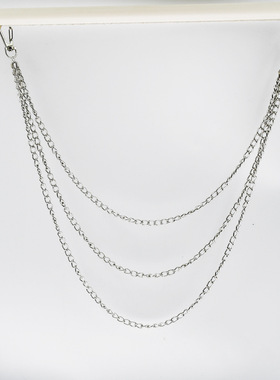 服装配饰三层链条嘻哈潮流金属朋克裤链腰链包包链纯工厂