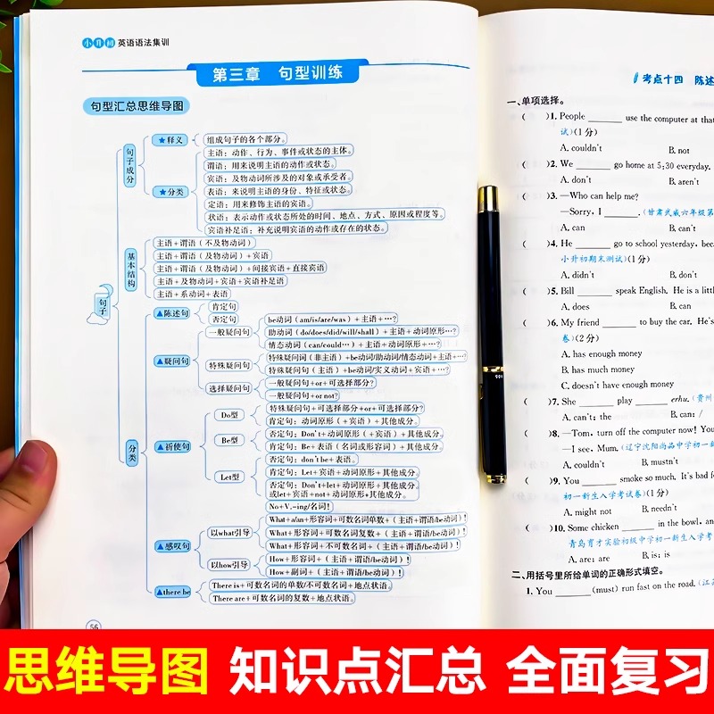 小升初英语语法集训三四五六年级小学英语语法专项训练题117个知识点大全系统总复习人教版英语句子训练英语阅读理解强化练习题册